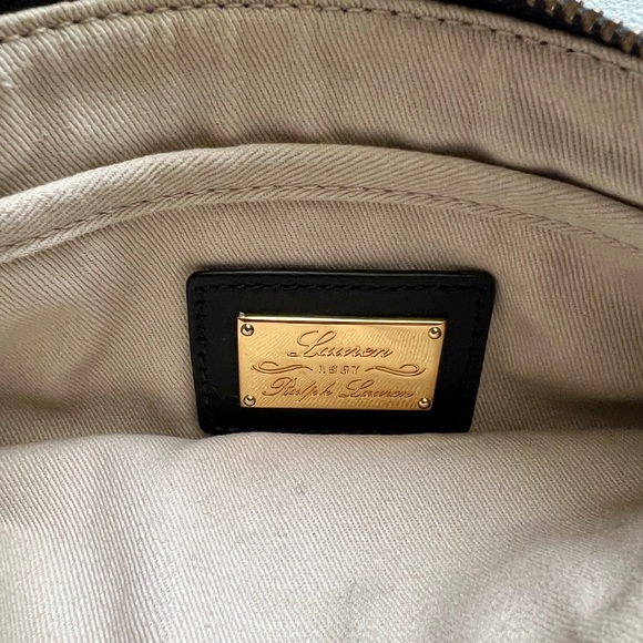Vintage Ralph Lauren square purse in black with gold hardware and leather trim - Picture 3 of 6